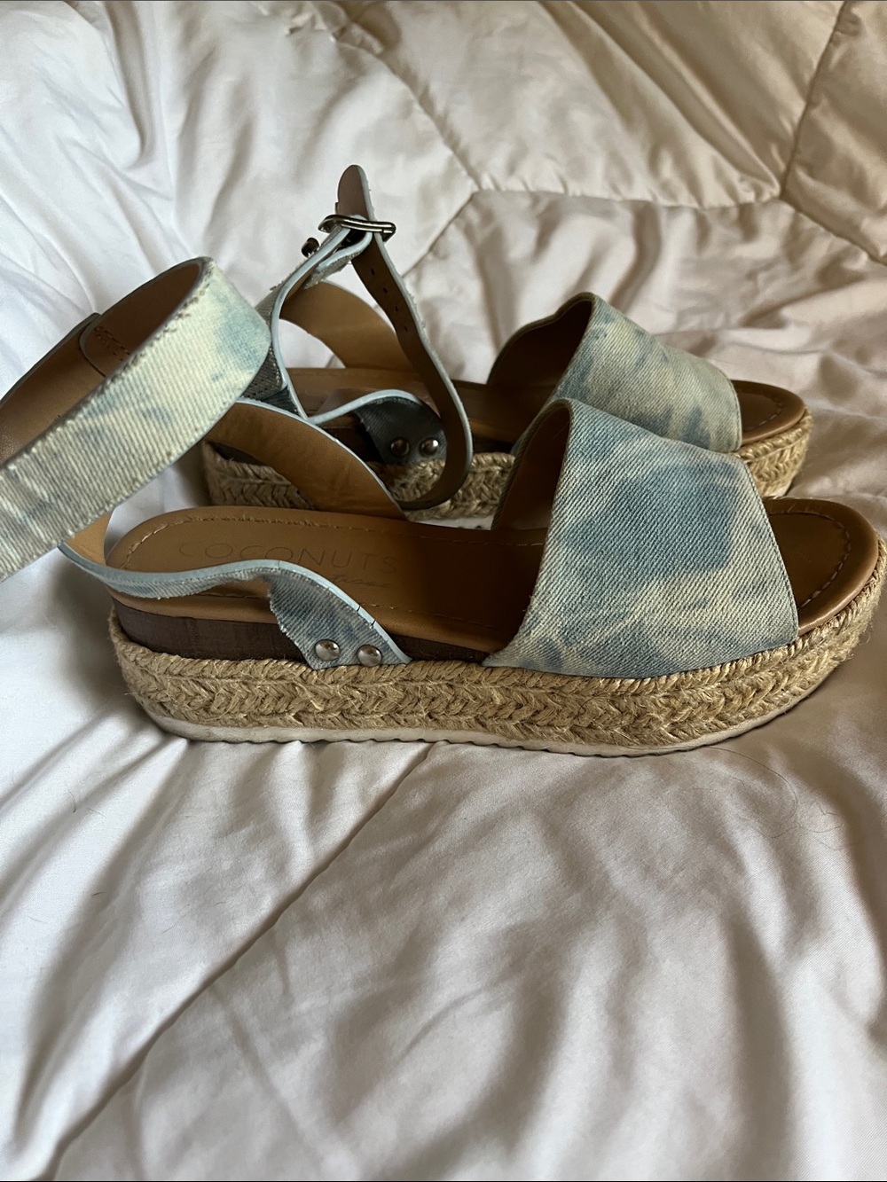 Coconuts by Matisse Light Blue Denim Espadrille Platform Sandals